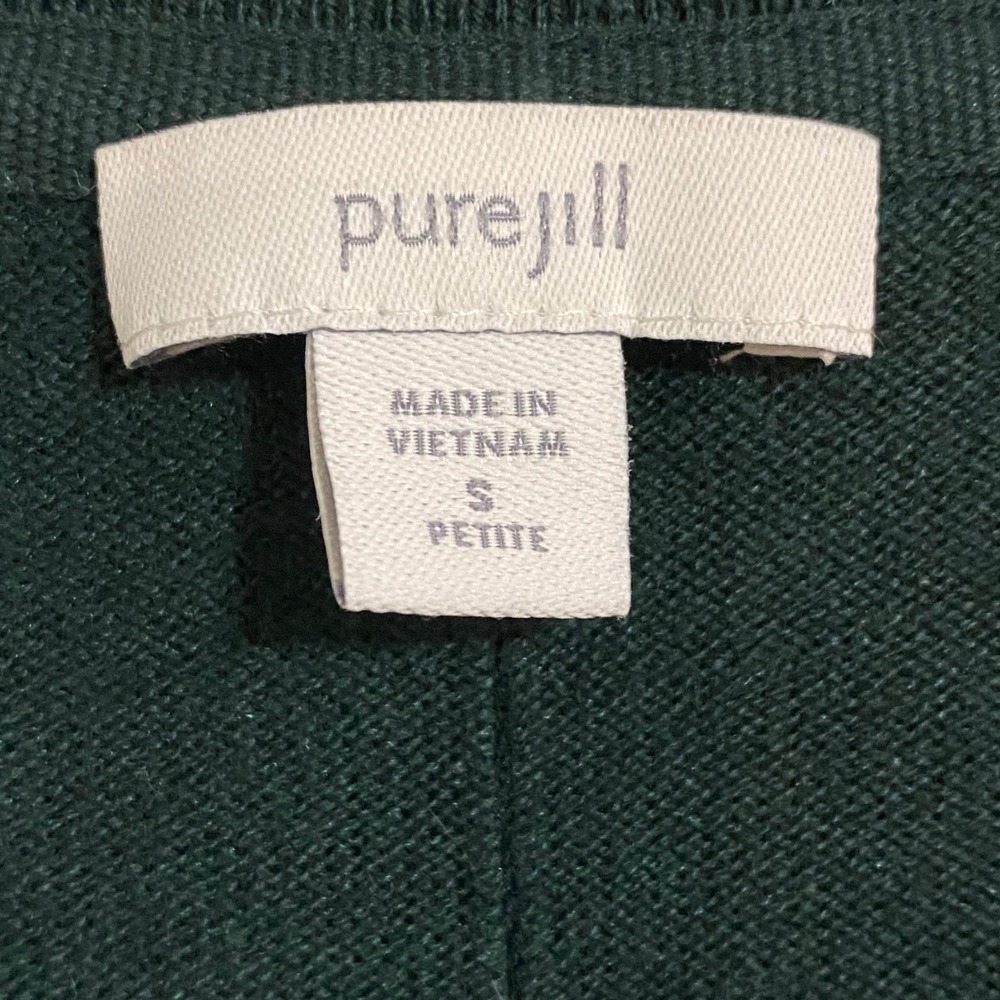 Pure Jill Green V-Neck Sweater Tunic Center Seam Relaxed Knit Pullover Women - Picture 5 of 8